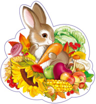 Вырубная фигурка 15*15см "Зайчик в дарах осени"  УФ -лак