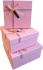 Набор подарочных коробок  3в1 с бантом, розовый 15*15*6.5, 17*17*8, 19*19*9.5см