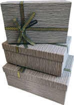 Набор подарочных коробок  3в1 с бантом, серый 19*12*6.5, 21*14*8, 23*16*9.8см