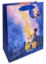Пакет подар. бумажн. 18*23*10 см 210 гр/м2  Космоскетчи. Летняя ночь, мат.лам