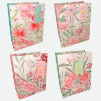 Пакет подар. бумажн. 18*23*10 см 210 гр/м2 Пионы, 4 дизайна