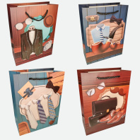 Пакет подар. бумажн. 18*24*8,5 см 210 гр/м2 Для мужчин, 4 дизайна