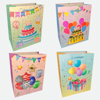 Пакет подар. бумажн. 18*24*8,5 см 210 гр/м2 Праздник, 4 дизайна