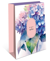 Пакет подар. бумажн. 26*32*12 см, 130гр/м2  Гортензия