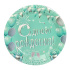 Тарелка бум. 18 см,  6 шт "С Днем рождения!" бирюза