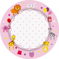 Тарелка бум. 18 см, 10 шт "С Днем рождения! Девочка"