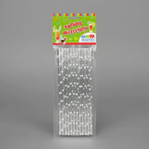 Трубочка д/коктейля "Серебряные звезды"  12шт, 19,7см, бумажные