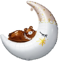 Шар фольга 34" "Мишка на луне" 87 см