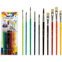 Набор кистей "deVENTE.Cosmo" 10 шт (пони круглые  1, 2, 3, 4, 6, 10, щетина плоские  6, 8, 10, 12)