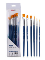 Набор кистей Deli Nuevo 6шт., круглые, нейлон (4, 6, 8), плоские (4, 6, 8), дерев.лакир.ручки