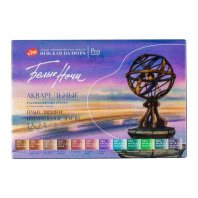 Акварельные краски худож. 12цв. Белые Ночи "Грануляция и Натуральные земли" кюветы, в пластике