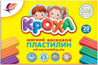 Пластилин 20цв 300гр. Кроха, мягкий, карт.упак., со стеком|Де|163985|31С 2063-08