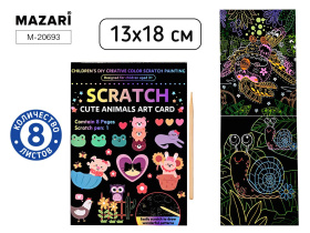 Гравюра в книге 13*18см,  8л., "Животные" с контуром, палочка в комплекте