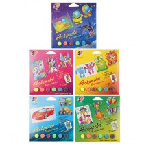 Набор красок с блестками с раскрасками , ассорти