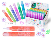 Гель цветной с блестками  6цв*10мл, полупрозрачный, в дисплее, 60шт, ЦЕНА ЗА 1 ШТ