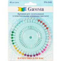 Булавки для шитья пласт. головка 33мм, "Ромашка" 40шт, сталь