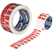 Скотч 47мм*66м, ОСТОРОЖНО ХРУПКОЕ 48мкм