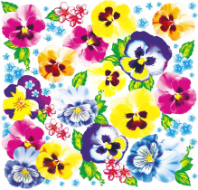 Салфетки бумажные 50л. 24*24см  Анютины глазки, 1слой