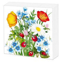 Салфетки бумажные 50л. 24*24см  Божьи коровки, 1слой