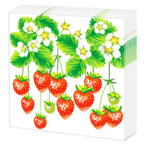 Салфетки бумажные 50л. 24*24см  Земляника, 1слой
