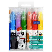 Мелки гелевые Феникс+  6цв. "Арт-братва" с акварельным эффектом + кисточка