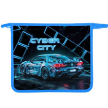 Папка д/тетрад. А5 (240*205*45) 1отд. молния сверху, пластик "Cyber city" диз. с двух сторон