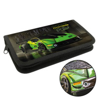 Пенал 1 отд. (190*110*27) молния, лам.картон, 3D-лак "Зелёное авто"
