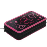 Пенал 2 отд. (190*110*40) молния, лам.картон "Магия бабочек" глянц.лам., тисн., таблица умножения