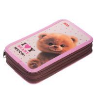 Пенал 2 отд. (190*110*40) молния, лам.картон, мат.лам., 3D лак "Пушистый мишка"