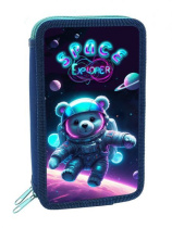 Пенал 2 отд. (190*110*40) молния, ткань "Мишка в космосе"