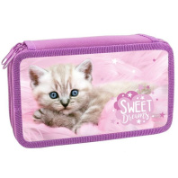 Пенал 2 отд. (190*110*45) молния, лам.картон "Котёнок на розовом"