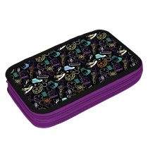 Пенал 2 отд. (205*125*40) молния, лам.картон "Школьный паттерн" с эффектом МЕТАЛЛ