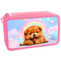 Пенал 3 отд. (190*110*63) молния, ткань "Рыжий щенок"