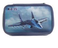 Пенал 3 отд. (205*125*55) молния, лам.картон "МИГ-35" с эффектом МЕТАЛЛ