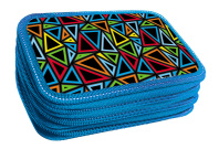 Пенал 3 отд. (205*125*55) молния, лам.картон металлиз. "Цветные осколки"