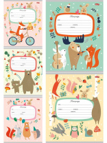 Тетрадь А5 12л косая лин. с доп.горизонт.лин. Проф-Пресс "Лесные зверушки-1" 5диз.в сп.,белизна 92%