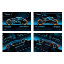 Альбом А4 40л гребень "Троникс" пл. 100 гр/м, обл.мел.картон, выб.лак, перф.на отрыв, 4диз.в блоке