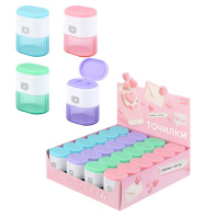 Точилка пласт. 2 отв. "Месседж" 4*2,8*5,1см, контейнер, ассорти