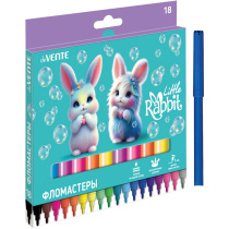 Фломастеры  18цв "deVENTE.  Little Rabbit ", вент.колпачок , карт. упак