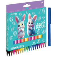 Фломастеры  18цв "deVENTE.  Little Rabbit ", вент.колпачок , карт. упак