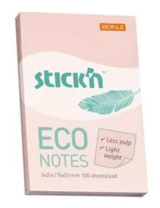 Бумага с липким краем (51*76мм) 100л, розовый, ПАСТЕЛЬ, ECO