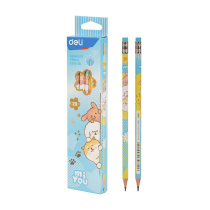 Карандаш Deli 2B MiYou  шестигранный, ластик, корп. ассорти
