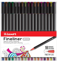 Набор капиллярных ручек LUXOR "FINELINER NEO" 0.45мм, 12цв., европодвес