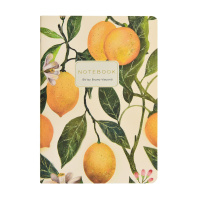 Записная книжка А6  32л. картон, сшивка "Flora. Paradise. Lemons" лин., софт-тач, фольга