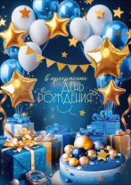 Открытка А4 с карманом "В прекрасный День рождения"
