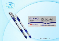 Ручка шариковая: на масляной основе: "Piano Tubtle", пластиковый корпус с рисунком (рисунок-серебристо-цветной), резиновый держатель, прозрачный колпачок с серебристым клипом, игольчатый наконечник,цвет чернил-синий, 0,5mm.|Ка|PT-500-12