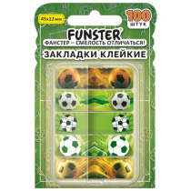 Закладки клейкие Z-сложения FUNSTER (ФАНСТЕР) "Футбол", 45х12 мм, 100 шт., (5 цветов х 20 листов), в диспенсере, 116698