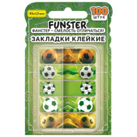 Закладки клейкие Z-сложения FUNSTER (ФАНСТЕР) "Футбол", 45х12 мм, 100 шт., (5 цветов х 20 листов), в диспенсере, 116698 Закладки клейкие Z-сложения FUNSTER (ФАНСТЕР) "Футбол", 45х12 мм, 100 шт., (5 цветов х 20 листов), в диспенсере, 116698