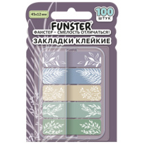 Закладки клейкие Z-сложения FUNSTER (ФАНСТЕР) "Флора", 45х12 мм, 100 шт., (5 цветов х 20 листов), в диспенсере, 116699