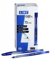 Ручка шарик. Linc OFFIX синий 1 мм прозр. кругл. корп. игольчатый наконечник|ФА|070858|1500FW/blue